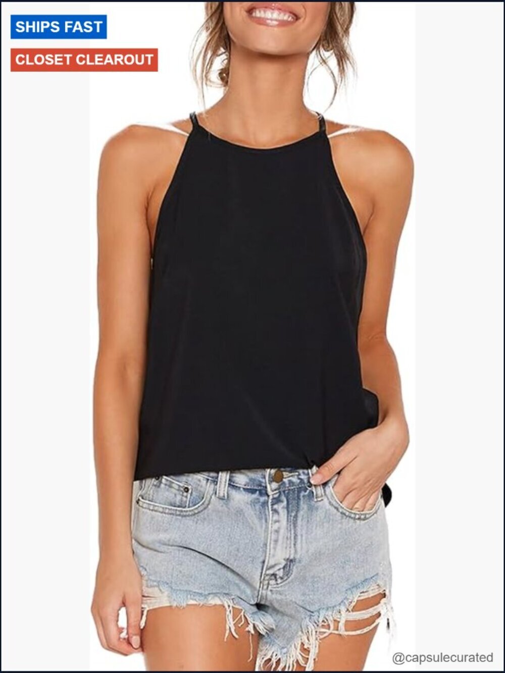 Sleeveless Halter Racerback Cami Tank Top Summer Basic Tee Blouse